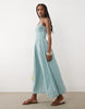 Abercrombie & Fitch scoop neck dipped waist midaxi dress in blue stripes