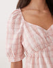 Mamalicious Maternity seersucker puff sleeve ruched front dress in pink plaid print