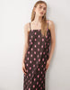 sleeveless square neck plisse midi dress in spot print