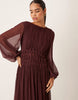 macrame waisted detail maxi dress in berry