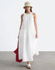 & Other Stories pure cotton trapeze midaxi dress with dropped waist in white