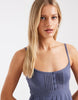 Hollister y2k pintuck knit mini dress in dusky blue