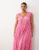 ARRANGE Curve broderie drawstring detail trapeze maxi dress in bright pink
