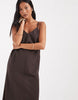 Vero Moda Petite linen look cami strap midi dress in chocolate