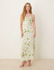 Vila satin floral midaxi dress in pale green
