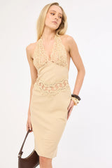 Lioness Solana Midi Dress Beige Plaid