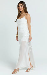 Jordyn Maxi Dress - Square Neck Halter Column Dress in White