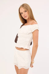 Luck & Trouble Macy Broderie Shorts White