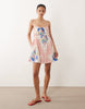Abercrombie & Fitch ruched mini dress with built in shorts in floral striped print