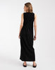 PIECES sleeveless smocked maxi dress in black
