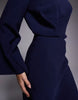long sleeve tucked waist bias cut maxi dress in chocolate