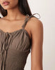 Esmée shirred detail maxi beach dress in brown