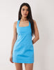 square neck bodycon mini sundress in turquoise