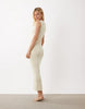 4th & Reckless slinky sleeveless ruched waist detail slash neck maxi dress in cream