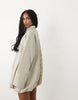 wide cuff shirt mini dress with bubble hem in mono plaid