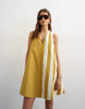 Topshop poplin halter deep hem mini trapeze dress in mustard contrast striped print