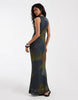 Vero Moda sleeveless seam front mesh dress in brown and green swirl print