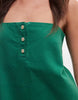 denim cami mini dress with button detail in green