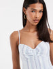 Hollister strappy button front mini dress in blue stripe