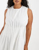 Vero Moda Curve poplin pleated waist sleeveless midi dress in white
