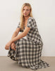 Nobody's Child Rowena v neck flutter sleeve brushed midi dress in brown plaid