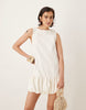 Mango twill mini shift dress with bubble hem in white