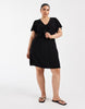 Vero Moda Curve Easy Joy short sleeve bow front mini dress in black