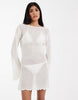 beach knit boucle scoop back mini dress in cream