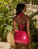 South Beach cowl neck mini sequin beach dress with flower detail in pink