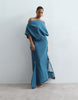 ARRANGE Curve draped denim maxi dress in mid wash blue