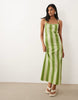 cami midi dress in green stripe