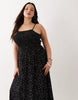 Esmee Curve shirred maxi beach dress in black & white polka dot