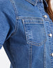denim fitted shirt mini dress in mid blue