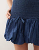 COLLUSION denim one shoulder shirred mini dress in blue