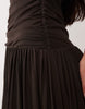 Vero Moda sleeveless ruched detail maxi dress with asymmetric waist in brown