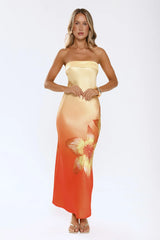 Blazing Glow Strapless Maxi Dress Yellow