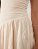 crinkle cami tie back midi dress with asymmetric waist in stone