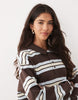 rugby polo mini dress in brown stripes