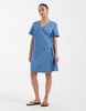 Vero Moda Petite short sleeve wrap front denim mini dress in light blue wash