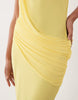 mesh halter maxi dress with draped sash detail in lemon