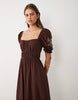 Miss Selfridge puff sleeve maxi dress with embroidery
