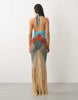 Kaiia exclusive premium halterneck crochet tassel hem maxi dress in multi