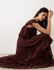 Miss Selfridge chiffon tiered maxi dress in chocolate