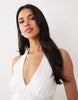 eyelet halter neck midaxi dress in white