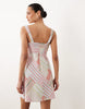 Abercrombie & Fitch linen rich milkmaid mini dress in abstract stripes