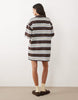 rugby polo mini dress in brown stripes