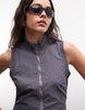 COLLUSION high neck tech midi dress in gray