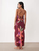 Aray sheer beach maxi dress in dark pink floral print