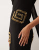 Never Fully Dressed Simona scarf neck sleeveless sequin detail maxi dress in black
