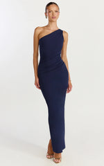 Criselda Maxi Dress - One Shoulder Maxi Dress in Navy
